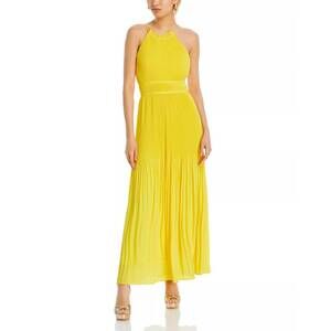 NEW AMUR garren pleated maxi dress in yellow